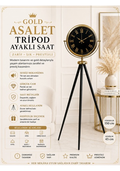Gold Asalet Tripod Ayaklı Saat Asalet Serisi