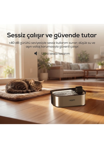 Xenon Smart Su Pınarı | Akıllı, 6.5L, Radar Sensörlü, 60 Gün Şarjlı, Çelik İç Yüzey, Tüm Patilere Uygun (X8658)