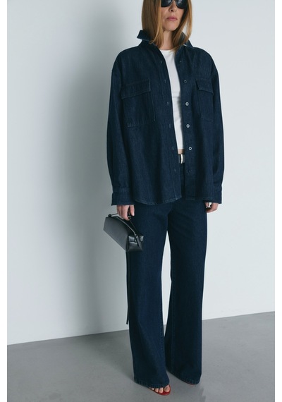 Suud Collection Mavi 88 Oversize Denim Gömlek