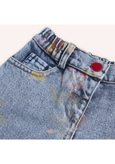 Panço Kız Çocuk Desenli Denim Pantolon Mavi 2421gb04017-4956 001