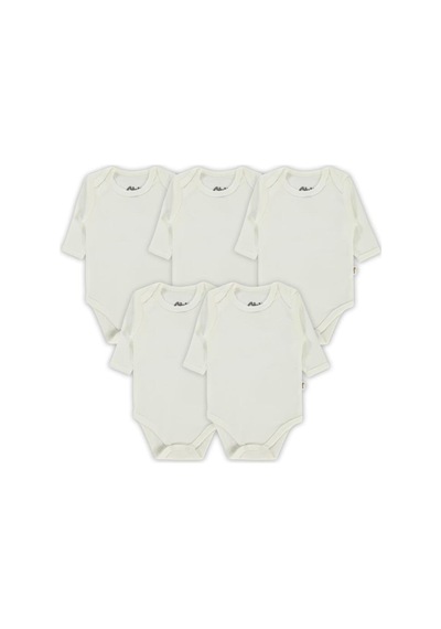 Civil Baby Düz Uzun Kol 5 li Çıtçıtlı Badi Beyaz