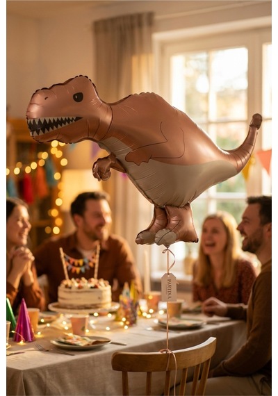 Mat Kahverengi T-rex Retro Dinozor Folyo Balon 64x40 Cm Dinozor Temalı Çocuk Doğum Günü Parti Süsü Çok Renkli