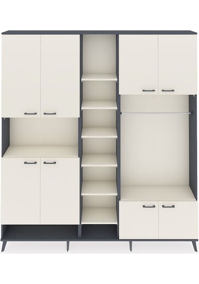 Arges Dolap 18 Raflı 8 Kapaklı Tek Askılı 220x30x243 Antrasit-aytaşı/aytaşı Aytası/aytası
