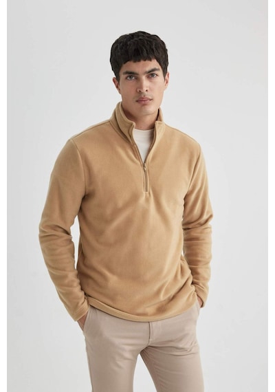 Defacto Regular Fit Yarım Fermuarlı Sweatshirt B7846axnsbg749 Bej
