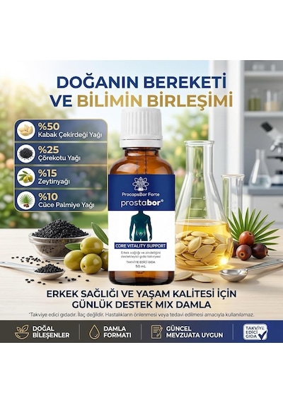 1 X 50 Ml Herbal Prostabor Procaps Bor Forte Erkek Destek Damla - Mix Kabak Çekirdeği Yağı Karışımı 1+