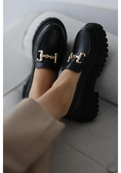 Darian Tokalı Bayan Loafer Ayakkabı- Siyah