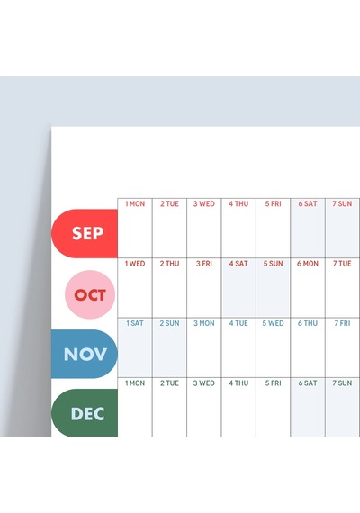 2026-2027 Akademik Duvar Takvimi Eylül Başlangıçlı Yıllık Planlayıcı Renkli Minimalist Duvar Pla