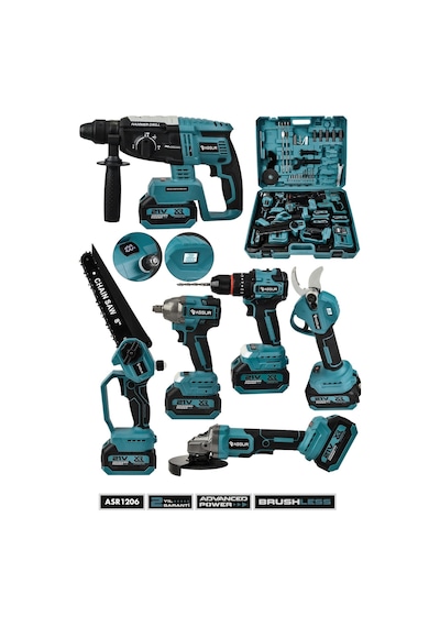 Assur 21V Darbeli Kömürsüz 6'lı Set S.s. Sökme - testere - makas - matkap Vidalama - kırıcı Delici Hilti - taşlama - 2767