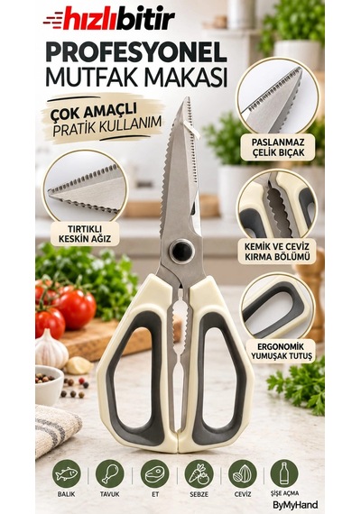 Bymyhand Paslanmaz Çelik Çok Amaçlı Mutfak Makası