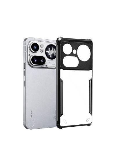 Microcase Nothing Phone 4a Pro İle Uyumlu Airbag Serisi Darbeye Dayanıklı Korumalı Kılıf - Al3370 Şeffaf - Siyah