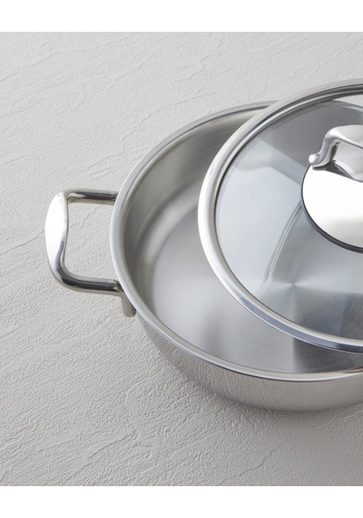 English Home Glow Çelik Cam Kapaklı Sahan 18x5 Cm Silver Silver