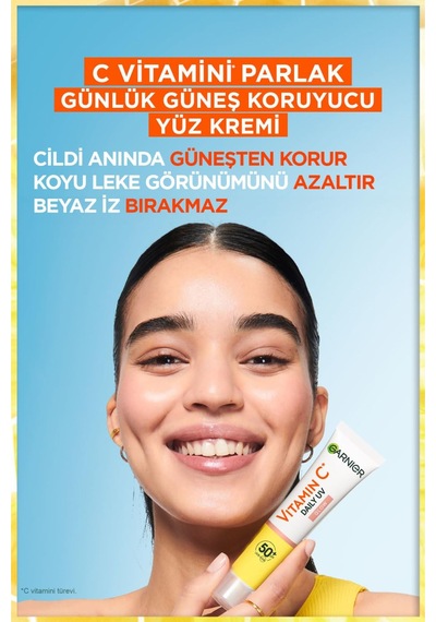 Garnier C Vitamini Parlak Günlük Güneş Koruyucu Fluid Yüz Kremi Görünmez Spf50, 40 Ml Sku: Smg8690010396761 Açık Bej