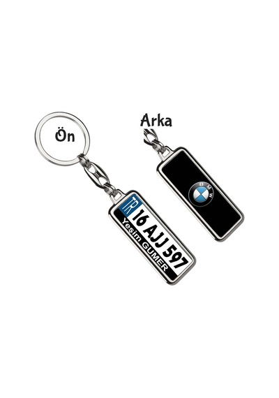 Kişiye Özel Bmw Logo Tema Plaka Anahtarlık Gümüş