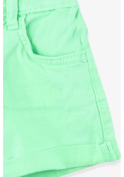 Kız Çocuk Gabardin Şort Bileklikli Neon Yeşil (3-8 Yaş) Yeşil