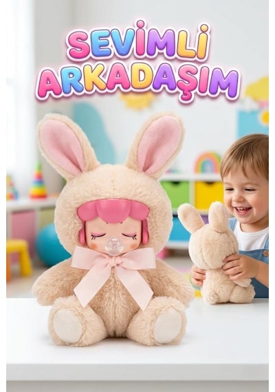 Nansi Peluş Figür Bebek - Çocuklar İçin Tavşan Kostümlü Emzikli 17 Cm Uyku Arkadaşı Oyuncak Bebek