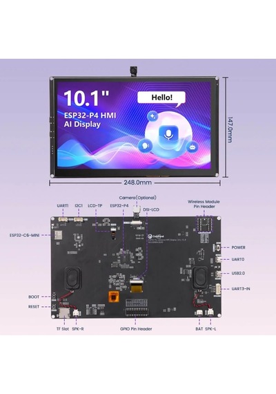 Elecrow Crowpanel Advanced 10.1 İnç Esp32-p4 Hmı Dokunmatik Ips Ekran 1024x600