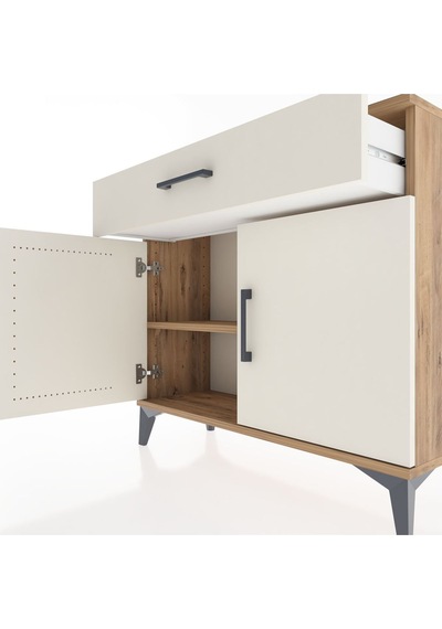 Arges Şifonyer Tek Raflı Tek Çekmeceli 2 Kapaklı 88x30x80 Çam... Çam