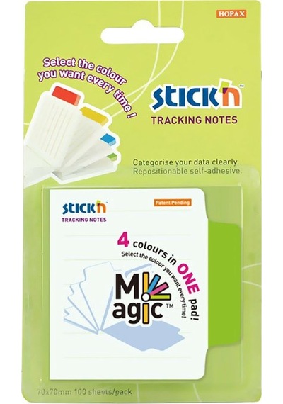 Stick'n 21559 Yapışkanlı Not Kağıdı 70x70 Çizgili Beyaz 4 Renk