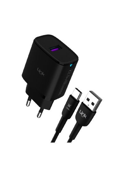 Linktech C306 22.5w Qc3.0 Usb Çıkışlı Type-c Kablolu Şarj Aleti Siyah