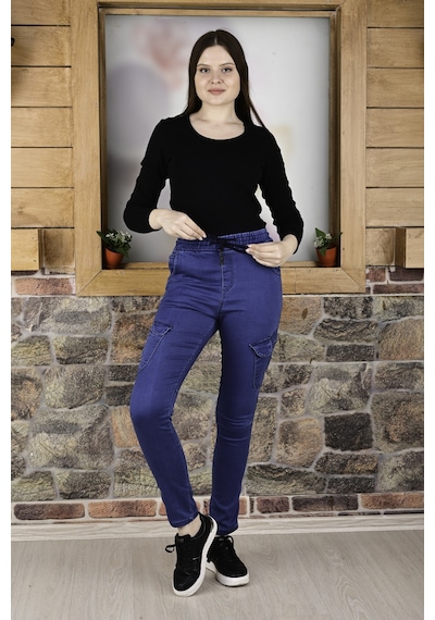Black Steel Bel ve Paça Lastikli Kargo Cep Fermuarlı Pantolon-4444 Qkbyn4444