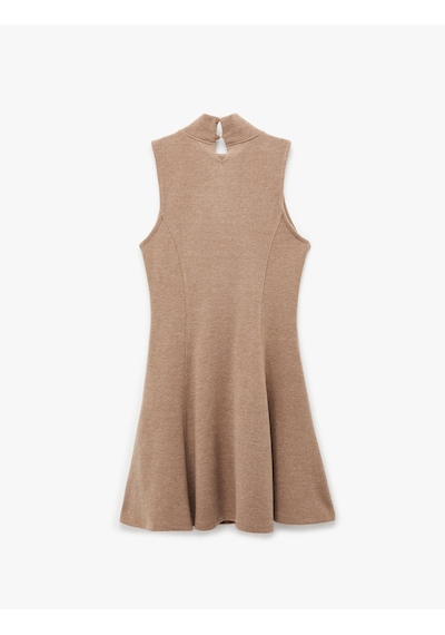 Koton Slim Fit Kolsuz Dik Yaka Mini Kloş Elbise Deve Tüyü 6sak80056ek Taba