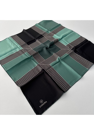 Vissona Twill İpek Eşarp Yeşil Ipk4105-27285 Çok Renkli