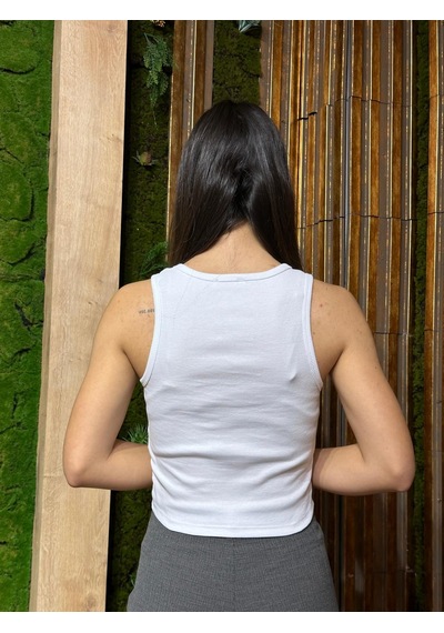 Kadın U Yaka Beyaz Crop/bluz Beyaz