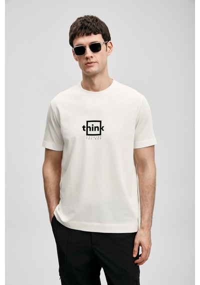 Lufian Thınk Modern Grafik T- Shirt Kırık Beyaz Kırık Beyaz 111020310100510