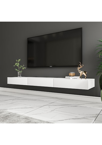 Avalon 3 Kapaklı Duvara Monte Tv Sehpası 140 Cm, Modern Minimal Tasarım, Tv Ünitesi - Beyaz Beyaz Avalon 3 Kapaklı Duvara Monte Tv Sehpası 140 Cm, Modern Minimal Tasarım, Tv Ünitesi - Beyaz Beyaz