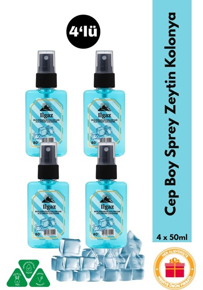 Buz Ferahlığı Sprey Kolonya Cep Boy Elegance Series 4'lü Eko Paket - 4x50 Ml