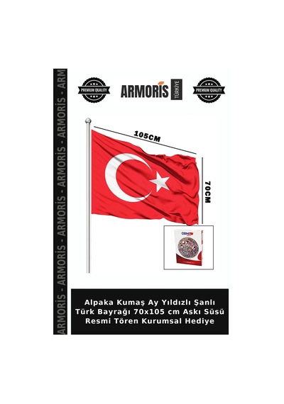 Alpaka Kumaş Ay Yıldızlı Şanlı Türk Bayrağı 70x105 Cm Askı Süsü Resmi Tören Kurumsal Hediye Diğer