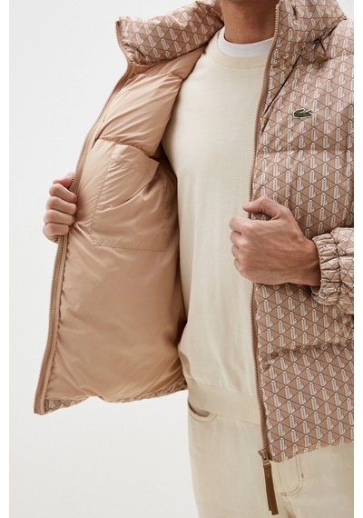 Lacoste Relaxed Fit Down Fill Mens Jacket Gizlenebilir Kapüşonlu Rahat Kesim Suya Dayanıklı Erkek Kaz Tüyü Mont Sütlü Kahve Süt Kahvesi