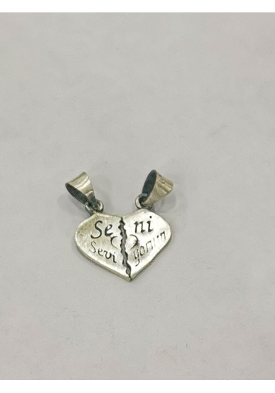 Omar Silver Unisex Seni Seviyorum Kırık Kalp Gümüş Kolye Ucu (504191795)