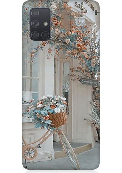 Samsung Galaxy A71 Uyumlu Çiçekli Bisiklet Desenli Silikon Kılıf
