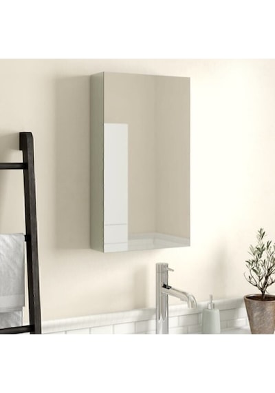Taç-dek Tek Kapaklı %100 Suntalan Aynalı Banyo Dolabı Üst Modülü Beyaz