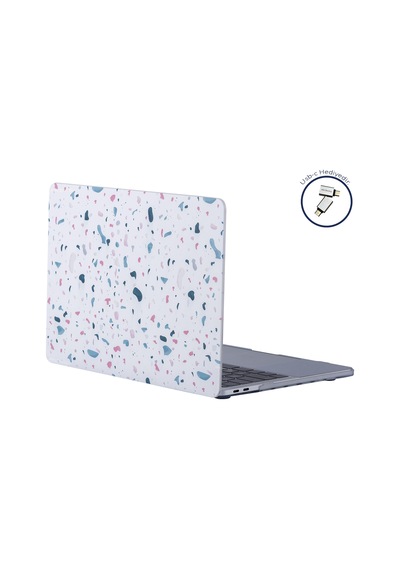 Apple  Uyumlu MacBook Air M1 Kılıf 13 İnç Terrazzonl Touchıd'li M1 Air A2337 A2179 A1932 İle Beyaz