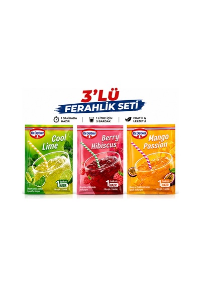 3 Lü Serinletici İçecek Seti Cool Lime + Berry Hibiscus + Mango Passion Karışık Lezzet Paketi - 903046577 Diğer
