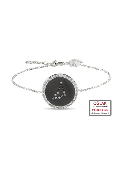 Kuyumcudukkanı Zirkontaşlı"oğlak Burcu"bileklik-50283-caprı-blk Siyah - Beyaz