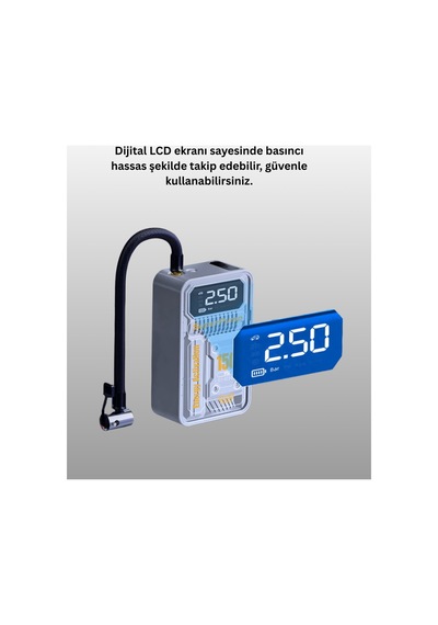 Depomıx Hızlı Şişirme Güçlü Motorlu 150 Psı Araba 92557 Lastik Pompası