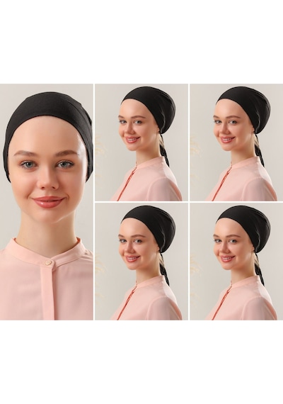 Melodi Scarf Kadın Tesettür Dikişli Set Bone Siyah 5 Adet Bağlamalı Penye Bone Siyah Melodi Scarf Kadın Tesettür Dikişli Set Bone Siyah 5 Adet Bağlamalı Penye Bone Siyah