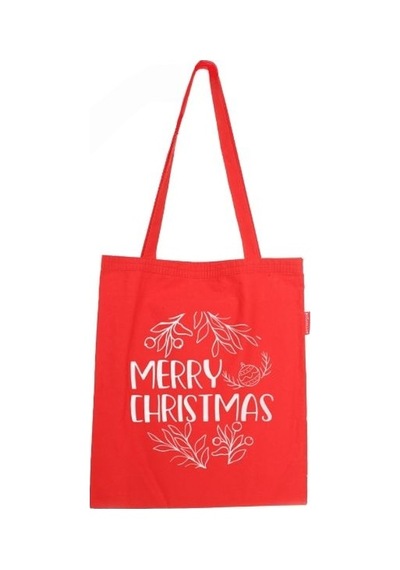 Baghashtag Merry Christmas Baskılı Kırmızı Bez Çanta Çok Renkli