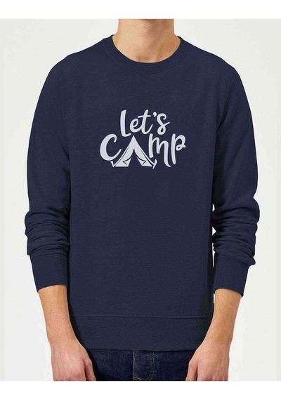 Lets Go Camp Baskılı Indigo Erkek Örme Sweatshirt