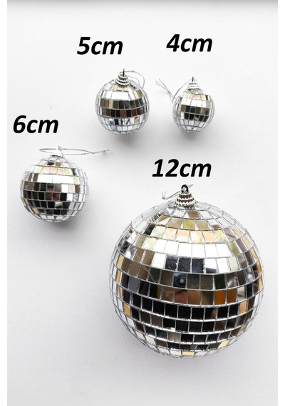 Yılbaşı Çam Ağacı Süsü Aynalı Disko Topu 4 Cm 6 Lı