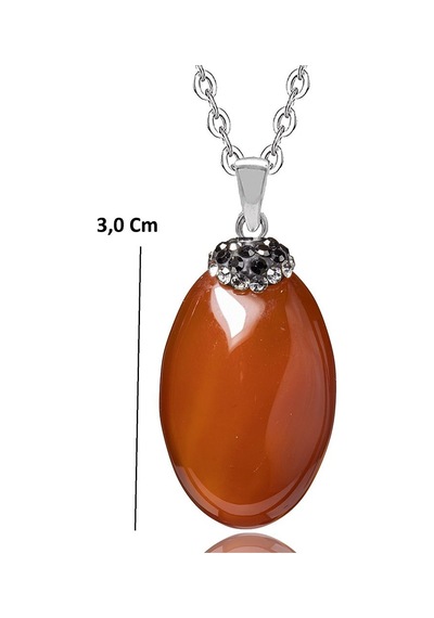 Erilsa Sertifikalı Zirkon Taşlı Kızıl Yemen Akik Taşlı Kolye Çok Renkli