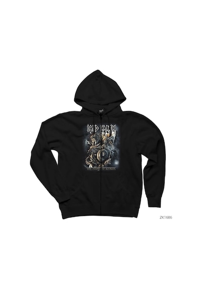 Ice Earth Siyah Fermuarlı Kapşonlu Sweatshirt Siyah