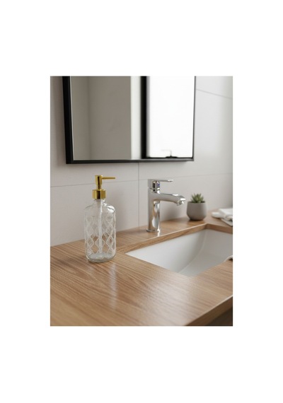 Buççin Online Mağaza Cam Sıvı Sabunluk 750 Ml Banyo & Mutfak İçin Şık Cam Sabun Dispanseri Cam Beyaz Çok Renkli