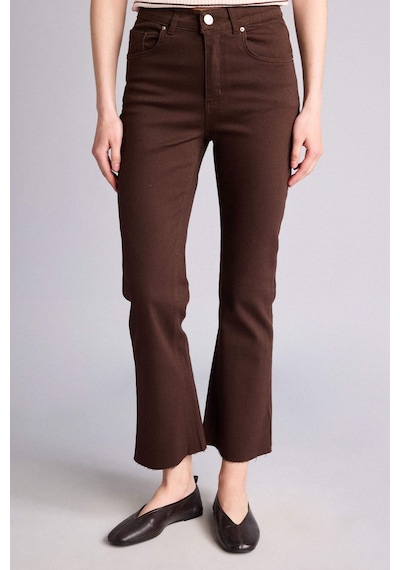 Defacto Crop Flare Fıt Yüksek Bel Bilek Boy Jean Pantolon H8501ax26spbn336 Kahve-bn336