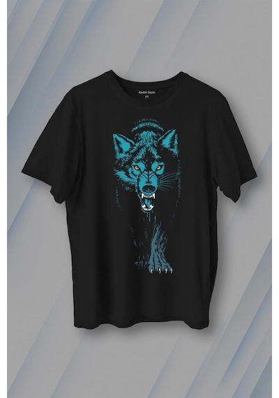 Bozkurt Kurt Kafası Wolf Mavi Bozkurt Baskılı Tişört Unisex T-shirt 001