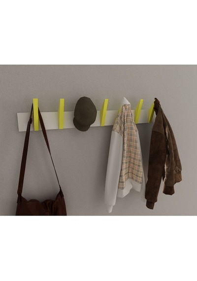 Hepsi3boyutlu Modern Duvar & Kapı Kanca Askılık - 7 Adet Sarı Kanca Askılık - Model No : 4 Sarı