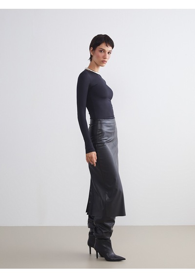 Lcw Vision Siyah Bisiklet Yaka Kadın Body